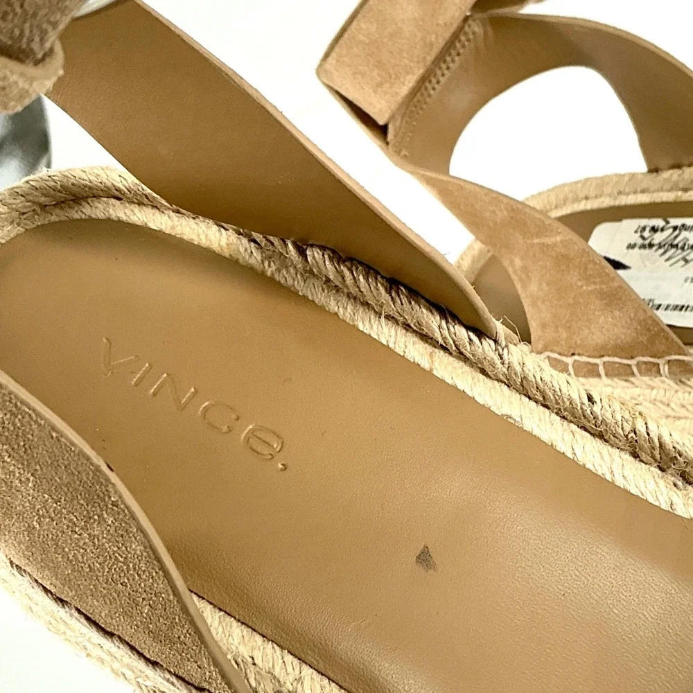Vince Size 10 Tan Suede Espadrille Platform Wedge Sandals Dune‎ NEW Belisa $330